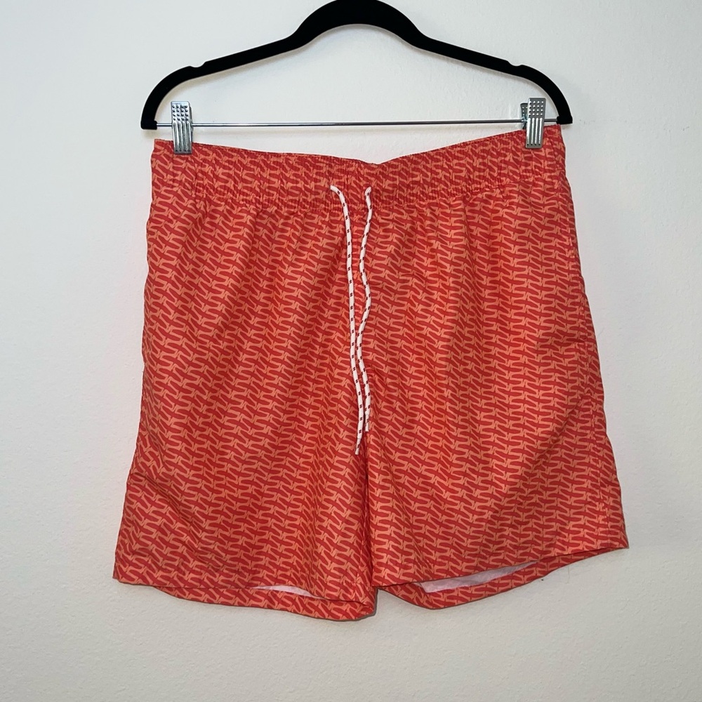 Red-Orange Patterned Men's Goodfellow Swim Shorts